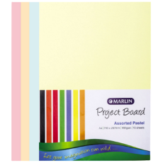 Marlin A4 Pastel Assorted Project Boards 160gsm - pack of 10's Copy